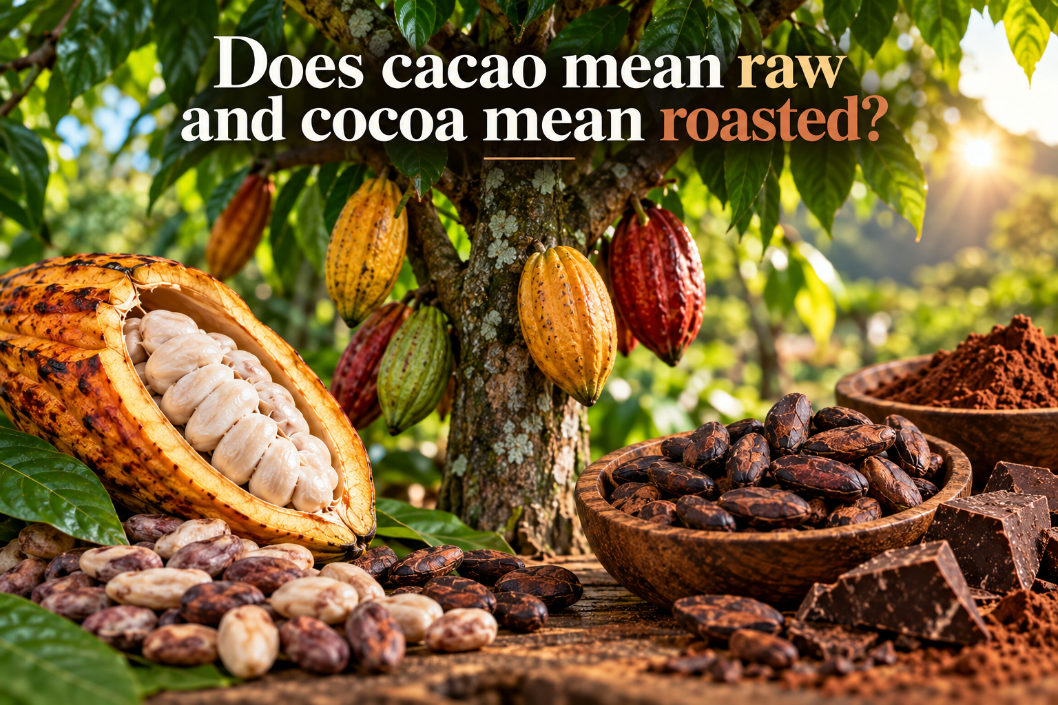 Does cacao mean raw and cocoa mean roasted illustration